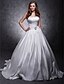 cheap Wedding Dresses-Wedding Dresses Strapless Sleeveless Chapel Train Satin Bridal Gowns With Sash / Ribbon Button 2024