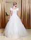 cheap Wedding Dresses-Wedding Dresses Ball Gown Scoop Neck Short Sleeve Floor Length Satin Bridal Gowns With Sash / Ribbon Crystals 2024
