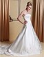 זול שמלות כלה-אולם שמלות חתונה גזרת A מקורזל שרוול ארוך שובל קורט סאטן שמלות כלה עם חרוזים אפליקציות 2024