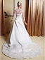 baratos Vestidos de Casamento-Salão Vestidos de noiva Linha A Ondulado Manga Longa Cauda Corte Cetim Vestidos de noiva Com Miçangas Apliques 2024