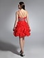 cheap Special Occasion Dresses-Ball Gown Classic &amp; Timeless Dress Holiday Short / Mini Sleeveless One Shoulder Organza with Beading Cascading Ruffles 2022 / Cocktail Party