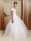 Χαμηλού Κόστους Νυφικά Φορέματα-Φορεματα για γαμο Βραδινή τουαλέτα Λαιμός σέσουλα Κοντομάνικο Μακρύ Σατέν Νυφικά φορέματα Με Ζώνη / Κορδέλα Κρυστάλλινη λεπτομέρεια 2024