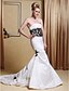 cheap Cufflinks-Mermaid / Trumpet Wedding Dresses Strapless Chapel Train Taffeta Strapless Wedding Dress in Color with Pick Up Skirt Beading Appliques 2020