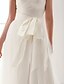 cheap Wedding Dresses-A-Line Wedding Dresses Strapless Sweep / Brush Train Tulle Sleeveless with Bowknot Sash / Ribbon Criss-Cross 2022