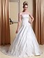 זול שמלות כלה-אולם שמלות חתונה גזרת A מקורזל שרוול ארוך שובל קורט סאטן שמלות כלה עם חרוזים אפליקציות 2024