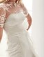 baratos Vestidos de Casamento-Salão Vestidos de noiva Cauda Corte Linha A Manga Curta Decorado com Bijuteria Cetim Com 2023 Verão Vestidos de noiva