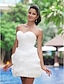 levne Svatební šaty-Plesové šaty Svatební šaty Srdcový výstřih Krátký / Mini Satén Bez ramínek Společenské Malé bílé s Nabíraná sukně Křížení 2021