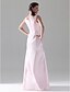 cheap Bridesmaid Dresses-A-Line Bridesmaid Dress Scoop Neck Sleeveless Elegant Floor Length Satin with Side Draping 2022