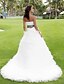 cheap Wedding Dresses-Ball Gown Wedding Dresses Strapless Chapel Train Satin Tulle Strapless Wedding Dress in Color with Bowknot Sash / Ribbon Cascading Ruffle 2021