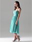 cheap Bridesmaid Dresses-A-Line / Ball Gown One Shoulder Knee Length Chiffon Bridesmaid Dress with Ruched / Pleats by LAN TING BRIDE®