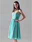 cheap Bridesmaid Dresses-A-Line / Ball Gown One Shoulder Knee Length Chiffon Bridesmaid Dress with Ruched / Pleats by LAN TING BRIDE®