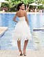 cheap Wedding Dresses-Hall Wedding Dresses A-Line Strapless Strapless Knee Length Satin Bridal Gowns With Tiered 2024