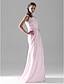 cheap Bridesmaid Dresses-A-Line Bridesmaid Dress Scoop Neck Sleeveless Elegant Floor Length Satin with Side Draping 2022