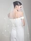 cheap Wedding Veils-Wedding Veil One-tier Fingertip Veils Scalloped Edge 86.61 in (220cm) Tulle White / IvoryA-line, Ball Gown, Princess, Sheath/ Column,