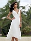 cheap Wedding Dresses-Hall Open Back Wedding Dresses A-Line Camisole V Neck Spaghetti Strap Asymmetrical Chiffon Bridal Gowns With Ruched 2024