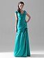 cheap Bridesmaid Dresses-Mermaid / Trumpet Bridesmaid Dress V Neck Short Sleeve Floral Floor Length Satin with Ruched / Side Draping / Flower 2022