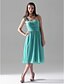 cheap Bridesmaid Dresses-A-Line / Ball Gown One Shoulder Knee Length Chiffon Bridesmaid Dress with Ruched / Pleats by LAN TING BRIDE®