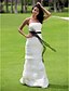 preiswerte Hochzeitskleider-Trompete / Meerjungfrau Hochzeitskleider Trägerlos Boden-Länge Organza Satin Ärmellos Farbige Brautkleider mit 2022