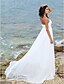 cheap Wedding Dresses-Sheath / Column Wedding Dresses Halter Neck Court Train Chiffon Sleeveless with 2020