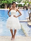 cheap Wedding Dresses-Hall Wedding Dresses A-Line Strapless Strapless Knee Length Satin Bridal Gowns With Tiered 2024