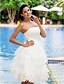 cheap Wedding Dresses-Hall Wedding Dresses A-Line Strapless Strapless Knee Length Satin Bridal Gowns With Tiered 2024