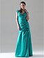 cheap Bridesmaid Dresses-Mermaid / Trumpet Bridesmaid Dress V Neck Short Sleeve Floral Floor Length Satin with Ruched / Side Draping / Flower 2022