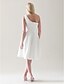 Χαμηλού Κόστους Φορέματα Παρανύμφων-Γραμμή Α / Πριγκίπισσα Ένας Ώμος Μέχρι το γόνατο Σιφόν Φόρεμα Παρανύμφων με Που καλύπτει / Βολάν με LAN TING BRIDE®