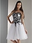 זול לאירועים מיוחדים חיסול-נשף סטרפלס באורך  הברך תחרה מעל טול שמלה עם חרוזים על ידי TS Couture®