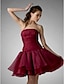 cheap Special Occasion Dresses-Ball Gown Holiday Cocktail Party Prom Dress Strapless Sleeveless Knee Length Organza with Ruched Draping 2020
