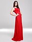 cheap Evening Dresses-Sheath / Column Elegant Dress Formal Evening Floor Length Sleeveless Straps Chiffon with Criss Cross 2022