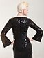 baratos Vestidos de Noite-Sheath / Column Elegant Sparkle &amp; Shine Formal Evening Black Tie Gala Dress Scoop Neck Long Sleeve Floor Length Sequined with Sash / Ribbon Sequin 2021