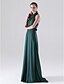 cheap Bridesmaid Dresses-Sheath / Column Halter Neck Floor Length Chiffon Bridesmaid Dress with Draping / Side Draping / Ruffles by