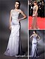 cheap Evening Dresses-Mermaid / Trumpet Elegant All Celebrity Styles Inspired by Cannes Film Festival Formal Evening Military Ball Dress Straps Sleeveless Sweep / Brush Train Satin with Pearls Beading 2020