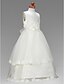 cheap Flower Girl Dresses-Princess / A-Line Floor Length First Communion / Wedding Party Satin / Tulle Sleeveless Jewel Neck with Lace / Bow(s)