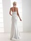זול שמלות כלה-מעטפת \ עמוד שמלות חתונה צווארון V עד הריצפה סאטן נמתח רצועות רגילות יום יומי מידות גדולות עם בד נשפך בצד 2020