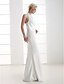 cheap Wedding Dresses-Sheath / Column Wedding Dresses V Neck Floor Length Stretch Satin Regular Straps Casual Plus Size with Side-Draped 2020