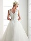 cheap Wedding Dresses-Wedding Dresses Ball Gown V Neck Regular Straps Floor Length Tulle Bridal Gowns With Beading Criss-Cross 2024