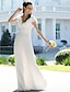 baratos Vestidos de Casamento-Sereia Decote V Longo Chiffon Manga Curta Formal Vestidos Brancos Justos Vestidos de noiva com Franzido 2020