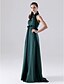 cheap Bridesmaid Dresses-Sheath / Column Halter Neck Floor Length Chiffon Bridesmaid Dress with Draping / Side Draping / Ruffles by