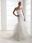 cheap Wedding Dresses-Hall Wedding Dresses Mermaid / Trumpet Strapless Sleeveless Court Train Satin Bridal Gowns With Bowknot Pick Up Skirt 2024