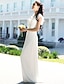 Χαμηλού Κόστους Νυφικά Φορέματα-Τρομπέτα / Γοργόνα Λαιμόκοψη V Μακρύ Σιφόν Κοντομάνικο Επίσημα Μικρά Άσπρα Φορέματα Φορεματα για γαμο με Πιασίματα 2020