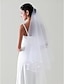 cheap Wedding Veils-One-tier Ribbon Edge Wedding Veil Fingertip Veils with 55.12 in (140cm) Tulle A-line / Ball Gown / Princess / Drop Veil
