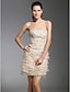 cheap Evening Dresses-Sheath / Column Dress Holiday Short / Mini Sleeveless Strapless Lace with Lace Beading 2023