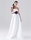 cheap Bridesmaid Dresses-Ball Gown / A-Line Bridesmaid Dress Strapless Sleeveless Color Block Floor Length Satin with Sash / Ribbon / Buttons / Draping 2022