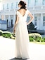 levne Svatební šaty-Mořská panna Do V Na zem Šifón Krátký rukáv Společenské Malé bílé Svatební šaty s Sklady 2020