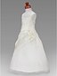 cheap Flower Girl Dresses-A-Line Floor Length Flower Girl Dress First Communion Cute Prom Dress Satin with Appliques Fit 3-16 Years