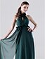 cheap Bridesmaid Dresses-Sheath / Column Halter Neck Floor Length Chiffon Bridesmaid Dress with Draping / Side Draping / Ruffles by