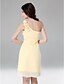 cheap Bridesmaid Dresses-Sheath / Column Bridesmaid Dress One Shoulder Sleeveless Floral Knee Length Chiffon with Ruched / Side Draping / Flower 2022