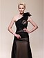 voordelige Jurken voor speciale gelegenheden-A-Line Elegant Dress Formal Evening Military Ball Sweep / Brush Train Sleeveless One Shoulder Chiffon with Ruched Side Draping Flower 2024