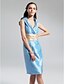 cheap Bridesmaid Dresses-Sheath / Column V Neck Knee Length Taffeta Bridesmaid Dress with Sash / Ribbon / Ruched / Draping